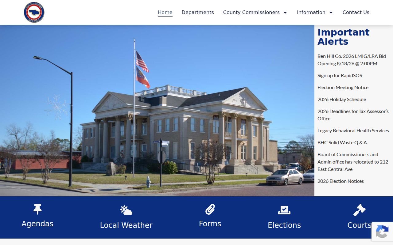 Fitzgerald criminal records routing through the Ben Hill County government homepage