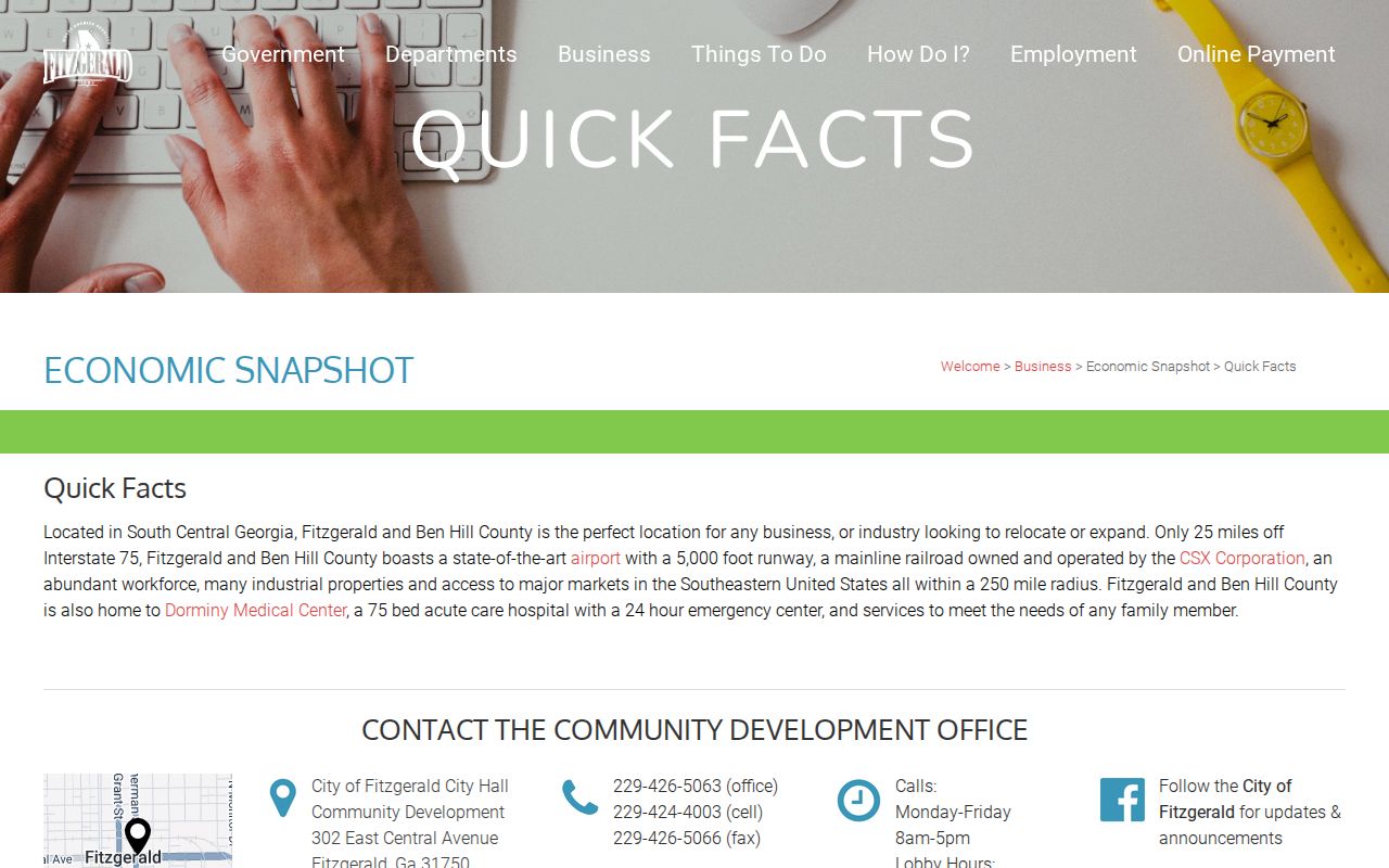 Fitzgerald criminal records context from the official city quick facts page