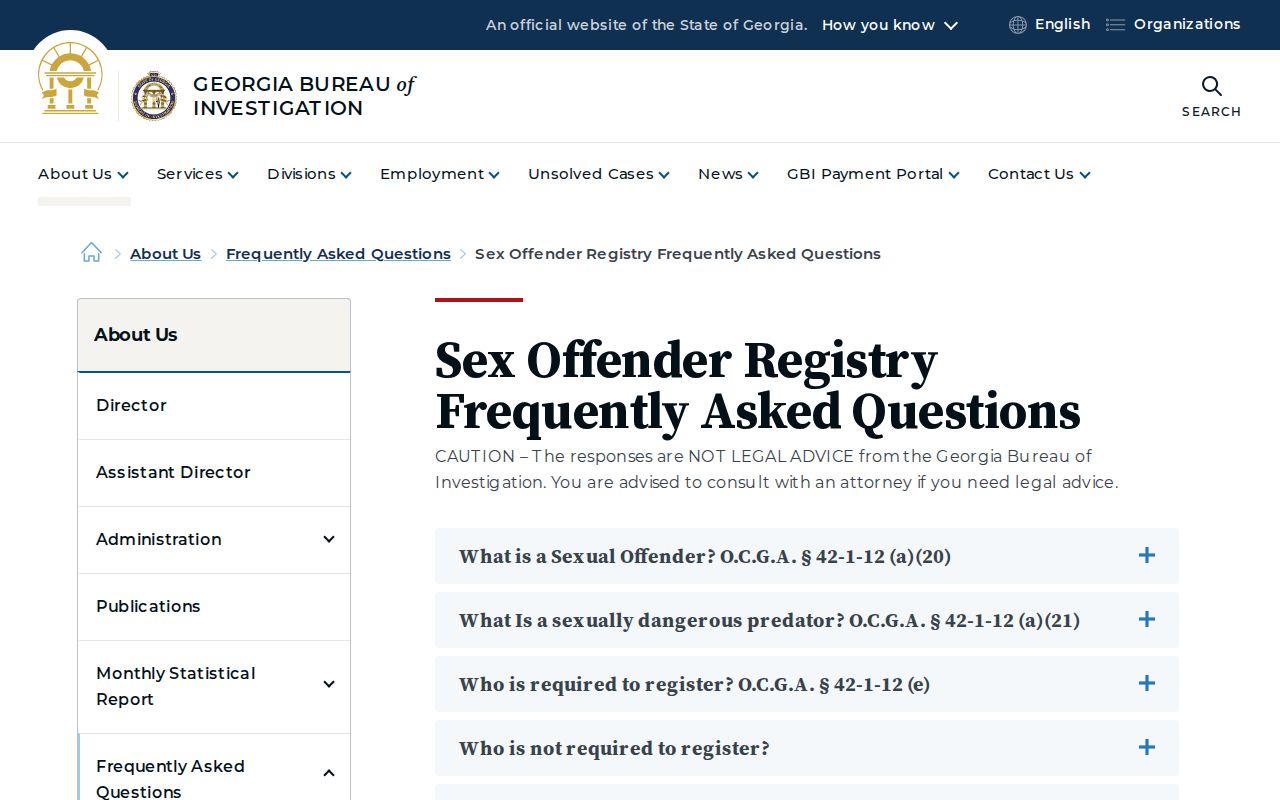 Ben Hill County sex offender registry guidance from the Georgia Bureau of Investigation